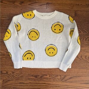 Treasure and Bond Smiley Organic Cotton Blend Sweater.  Size Large